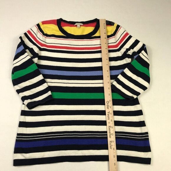 Talbots Cotton Nautical Sweater Striped 3/4 Sleeve Crew Neck Pullover PM Petites - Picture 5 of 11
